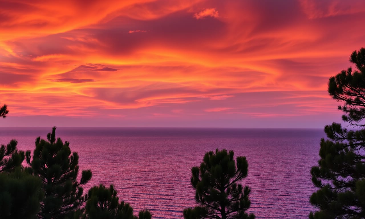 Sunset over Adriatic sea, Brač